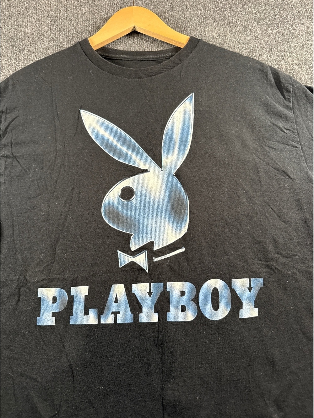 Playboy Mens Large Black Blue Bunny Logo Graphic T Shirt 2023